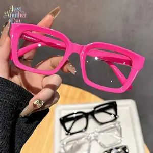 2026 Unisex Trending Glasses, 4-Piece Square Frame Bluelight Eyewear with Flat Lenses & Full Transparent Sides, Anti-Eyestrain Frames for Casual & Office Wear