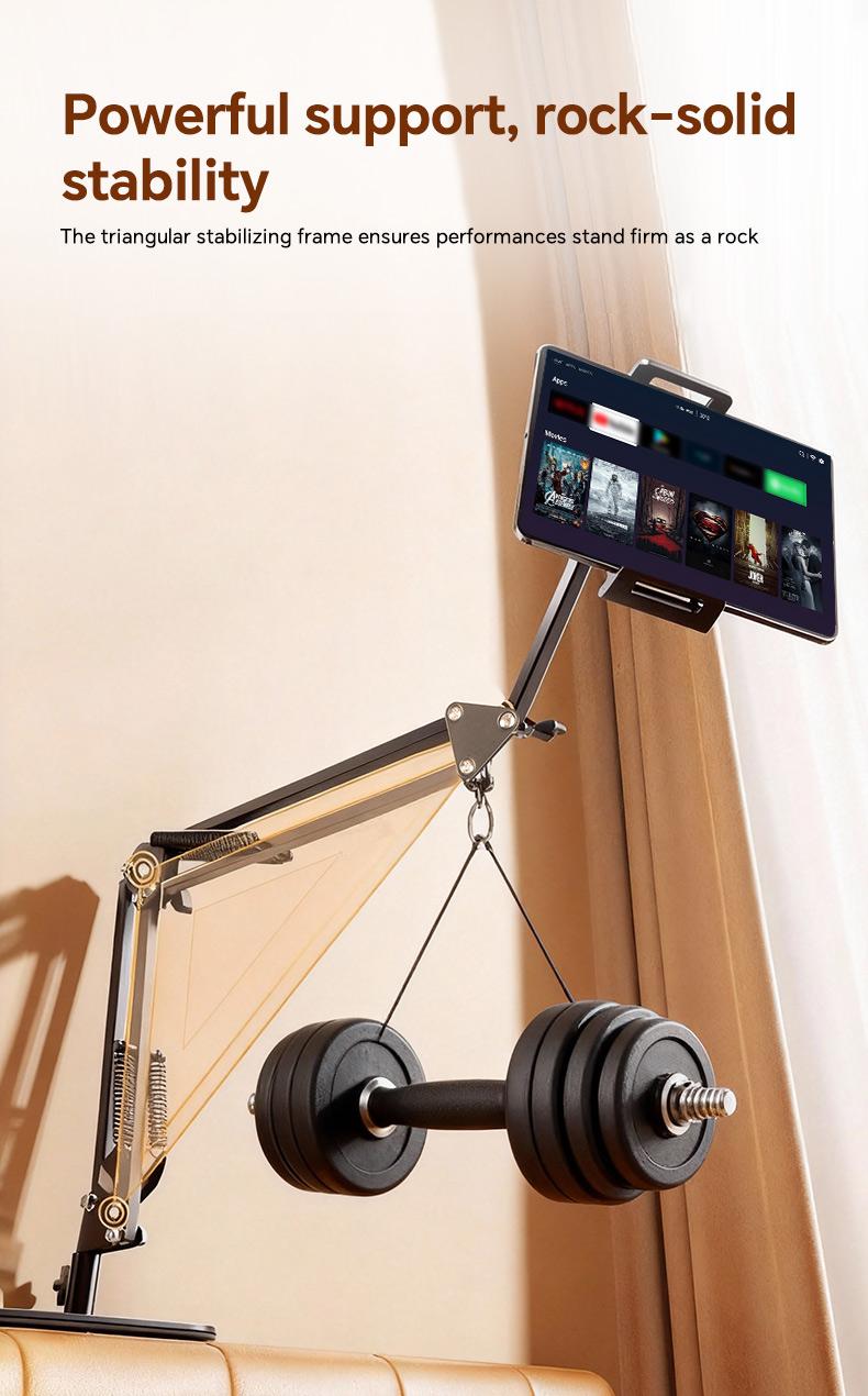 Metal Cantilever Stand For Phone & TabletMulti-angle Adjustable For Bedside Streaming, Office Work, Or Online Classes. Instantly Folds Flat To Save Space. Compatible With IPad, IPhone, Modern Design With Durable Construction For Reliable Support.