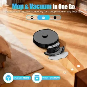 E10+ Robot Vacuums and Mop, 75-Day Self-Emptying, 8000PA Suction, LiDAR Navigation, Home Mapping, APP ＆ Voice Control, 150Mins Runtime for Pet Hair, Hard Floors, Carpets