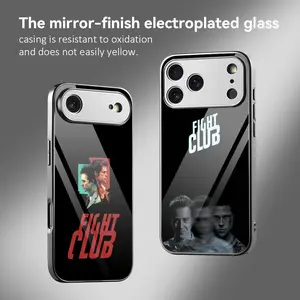 Movie F-Fight Club Phone Case For iPhone 17 16 15 14 13 12 Pro Max Plus Electroplated Metal Bumper Case Slim Tempered Glass Back Advanced Materials Shockproof Anti-Scratch Luxury Case Fashion Durable Stylish