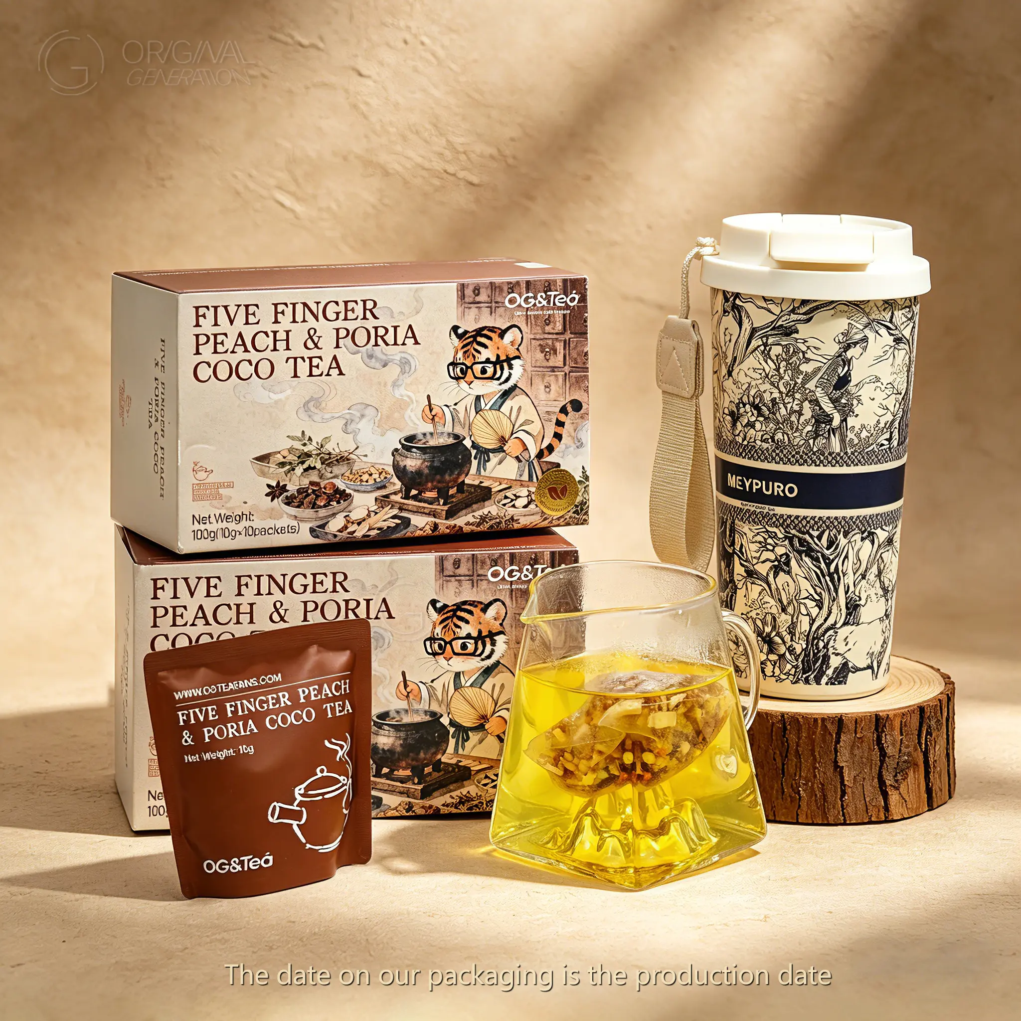 Live Special Anti Inflammation Tea BOGO Anti Inflammation Tea  With Free Forest Thermos Five Fingered Peach And Pu'er Poria Coco Tea 2Cartons  (100g 10g×10packs) Caffeine Free Tea