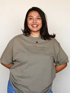 'Empowered Mujeres, Empower Mujeres' Embroidered Brown Shirt