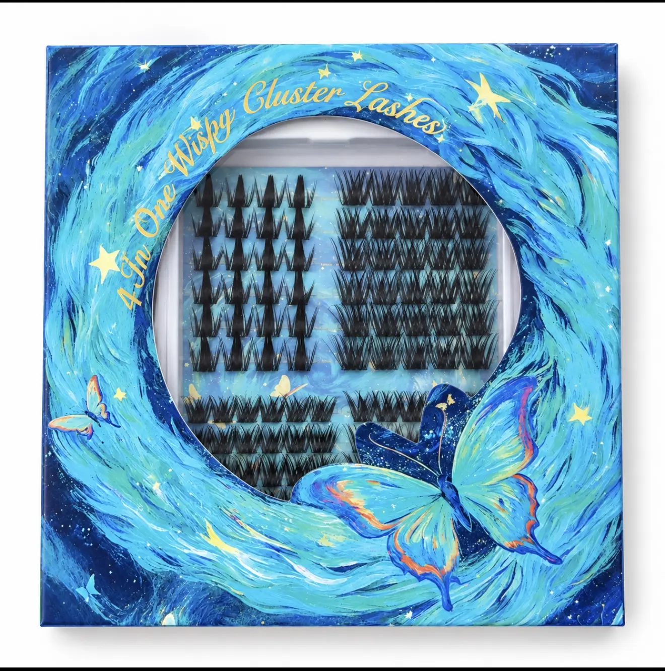 4-in-1 Cluster Lash Kit 12-16mm Mixed Length DIY Lash Extensions with Bond Seal & Remover