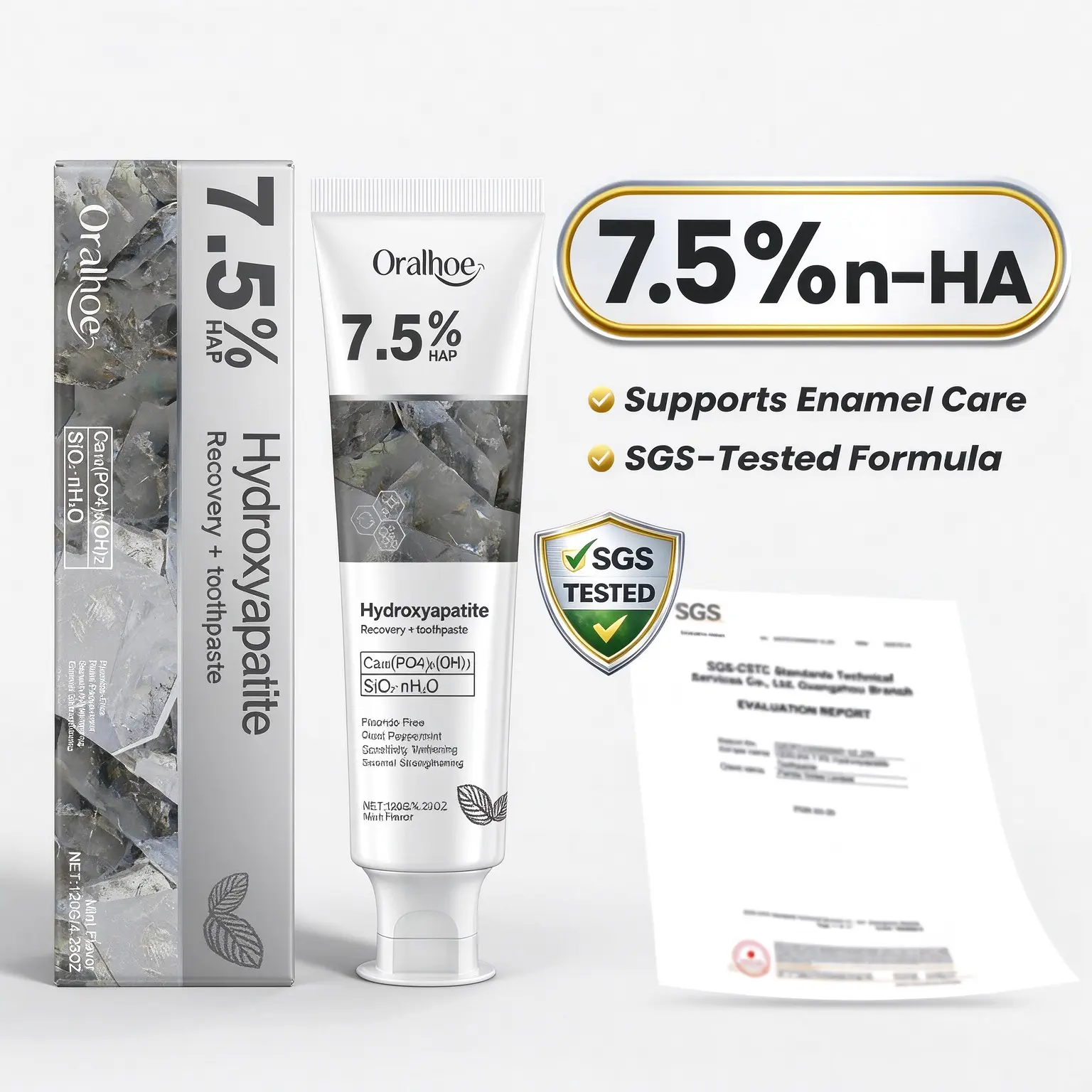 Nano Hydroxyapatite Toothpaste Protects & Strengthens Teeth, Fluoride-Free, Antibacterial Mineral-Based Formula for Natural Tooth Color Maintenance, Peppermint Mint Flavor Breath Freshener,familyfun