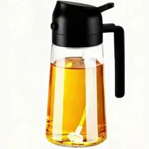 1 Count Light Blockage Dark Oil Sprayer for Cooking, 2 in 1 Olive Oil Dispenser Bottle for Kitchen, Green Glass Oil Bottle, Food-Grade Oil Mister for Air Fryer, Cooking Oil Container