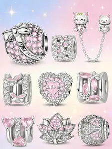 Princess Charm Collection, Kitten, Bow & Love Heart Beads for Bracelets, Heart Design Charm, Adorable Jewelry Accessories, Perfect Gift Idea