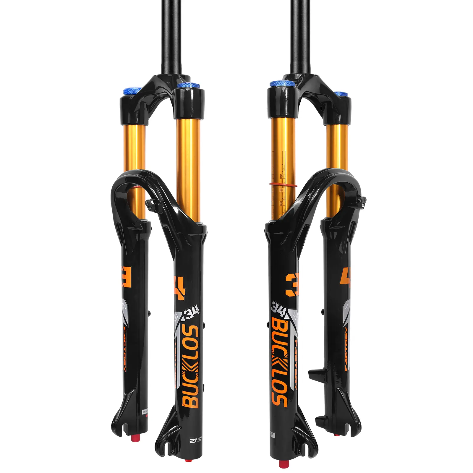 BUCKLOS 26/27.5/29 inch Travel 140mm MTB Air Suspension Fork, Rebound Adjustment 34mm Stanchions 1-1/8" Threadless Straight/Tapered 9*100mm QR Manual/Remote Lockout XC AM Mountain Bicycle Front Forks