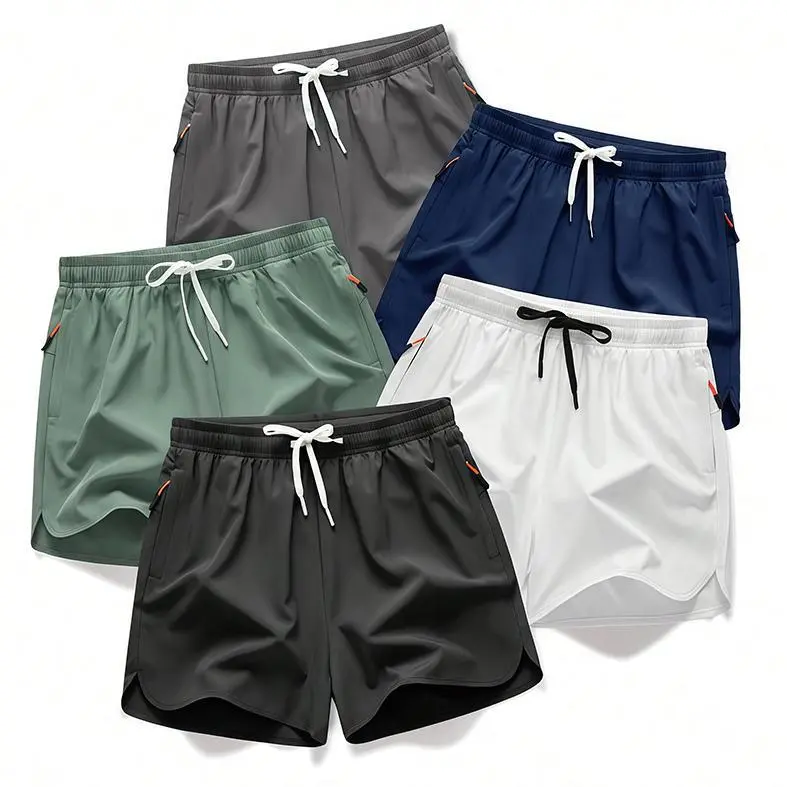 5-piece summer men's thin fabric breathable quick drying beach shorts Men's Drawstring Zipper Pocket Shorts,, Breathable Men'sBottoms for Daily Wear Shorts Pack of5   5 sense gifts for him Summer swim trunks with quick drying Plain Beige Tropical