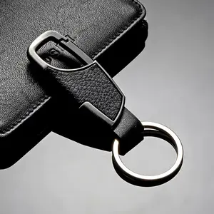 Leather Men's Metal Keychain, Textured Car Key Ring Pendant Accessory, Ideal Gift for Family Friends Loved Ones, Holiday Party Gifts