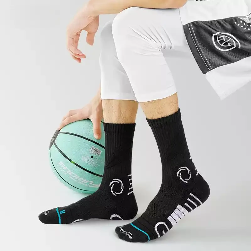 SPORT'S HOUSE Hurricane Series men’s basketball socks, 3 pairs, mid-calf sports socks with cushioning performance,Moisture Wicking, suitable for adults and teenagers compression   socksgrip socks for soccer
