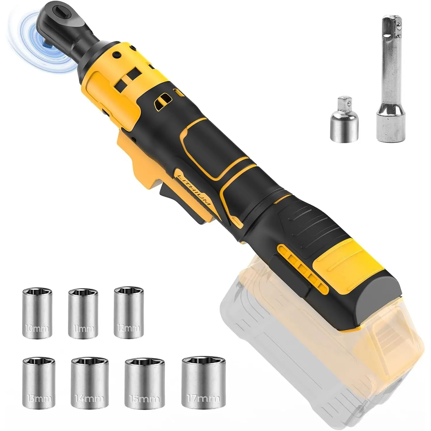 Save Hundreds – Use Your Existing DeWalt 20V Battery with This Ratchet Wrench | 3/8" Drive | 8 Sockets 9/10/11/12/13/14/15/17mm + Adapter | Compact for Tight Spaces | Tool Only