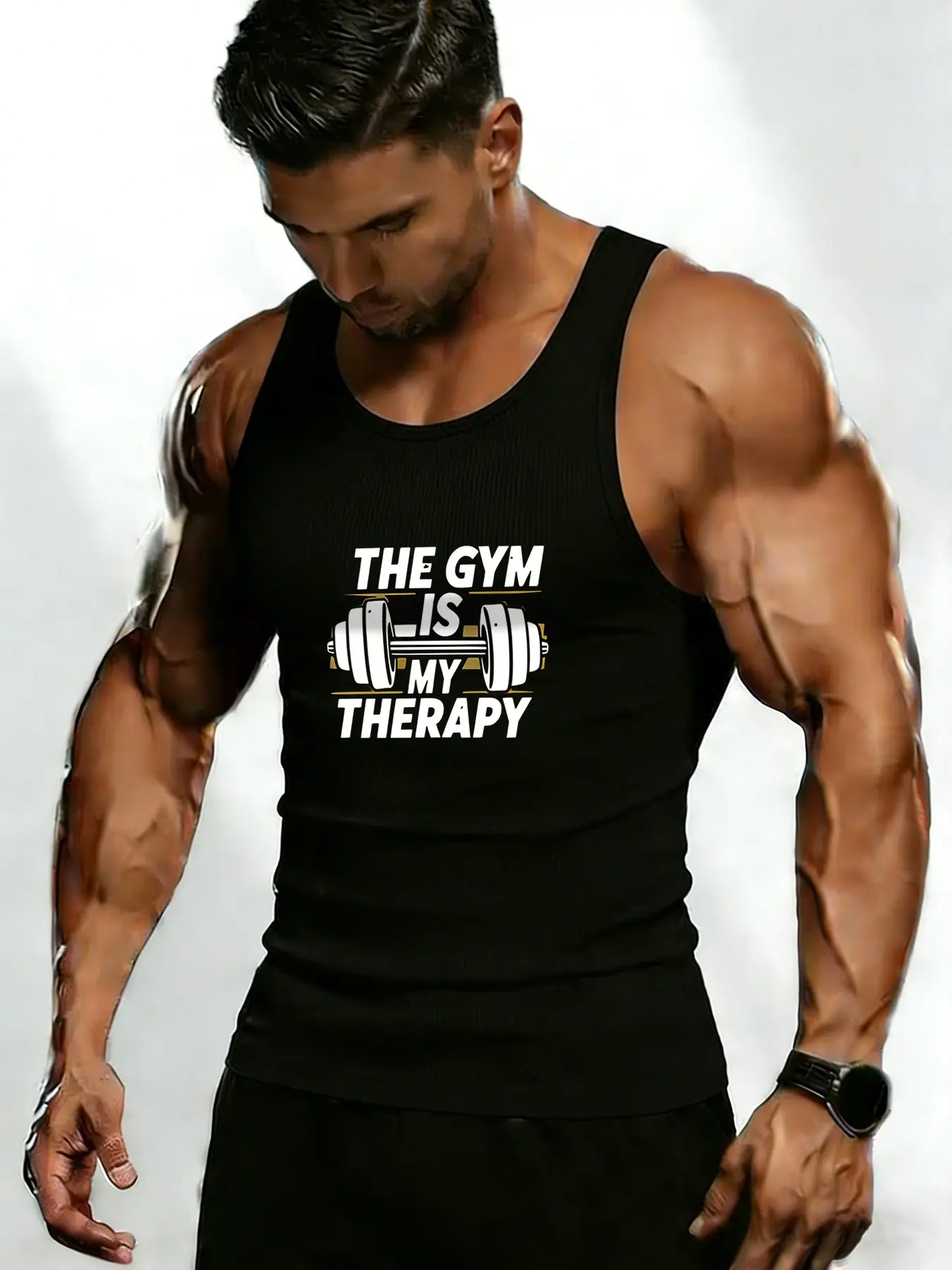 Men's Ribbed Compression Vest, Slim Fit Design, High Stretch Breathable Fabric for Gym Training & Casual Outings, Ribbed Sports Vest