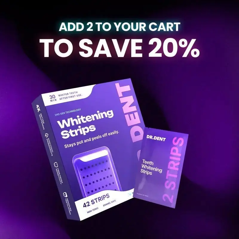 DR.DENT Purple Teeth Whitening Strips - 7/21 Whitening Sessions - Safe for Enamel - Non Sensitive Teeth Whitening -Made in US
