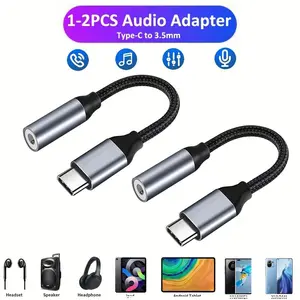 1-2pcs USB Type-C to 3.5mm Headphone Adapter - Durable Metal and Plastic Combo, Compatible with Pixel, Galaxy, iPad Pro & More, Multi-Use for Headphones, Speaker, and Audio Devices, Audio Adapter | Modern Headphone Adapter | Durable Headphone Cable