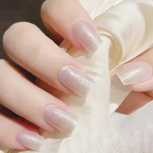 Semi Cured Gel Nail Strips 20+6 Individual Strips to Try | Champagne Gold Aurora Shimmer Gliter | 26 Pcs Total | 5-Min UV Cure (UV Lamp Req) | OAUEE