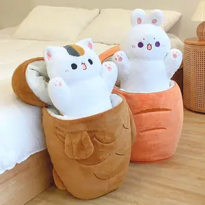 Cute 30/40cm Taiyaki Cat Plush Toy Lovely Creative Stuffed Animal Home Decor Fish Plush Throw Pillow Birthday Gifts for Girls