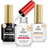 Beetles 3Pcs 15ml Nail Glue, Base Gel & No Wipe Top Coat Set, HEMA-Free & TPO Free Nail Kit for False Nails, Long Lasting Nail Extension, UV/LED Cured, DIY & Salon Use, Manicure, Nail Art