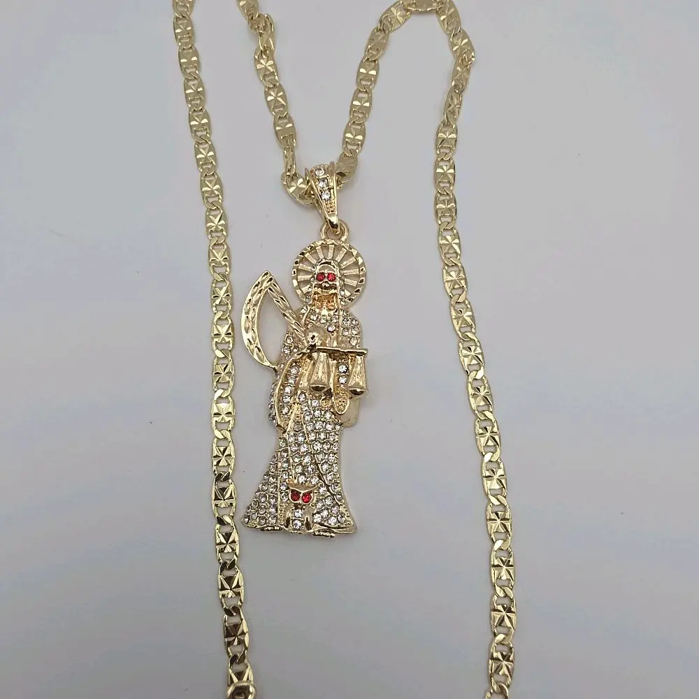 THE GRIM REAPER/LA SANTA MUERTE  fashion necklace gold-plated beautiful style 24"inches