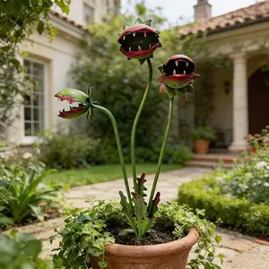 Metal Venus Flytrap Garden Stake, Fun Carnivorous Plant Courtyard Art, Outdoor Waterproof Decor, Halloween & Daily Use, Weather-Resistant Patio Sculpture