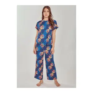 iCollection Floral Print Knit Top & Pant Pajama Lounge Set