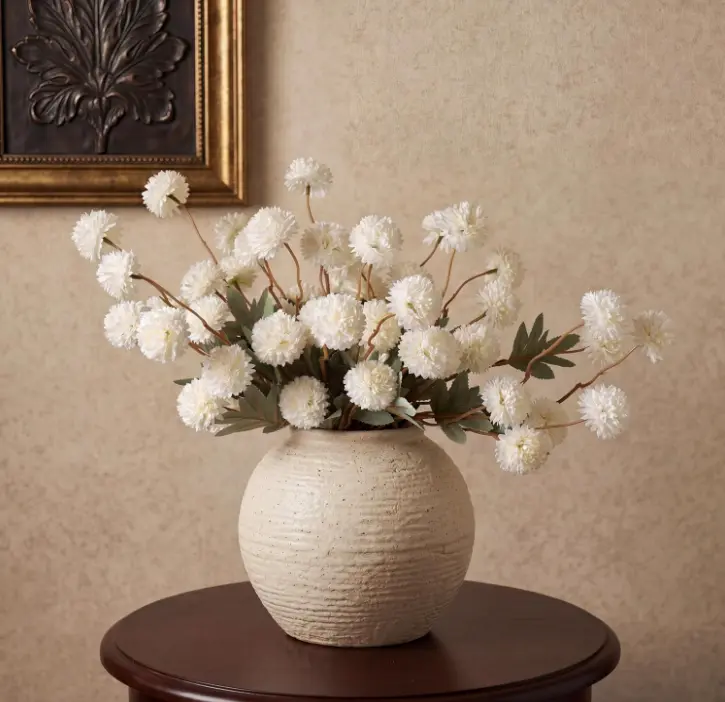 10 Stems 21-Inch Ultra Realistic Artificial Flowers – Silk Faux Mums Bouquet for Vases, Indoor Table Centerpieces, Coffee Table Decor & Wedding Floral Arrangements (Not Included Vase)