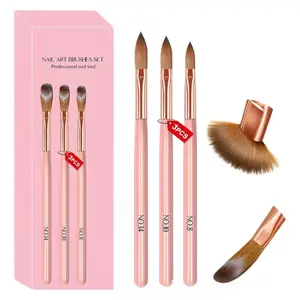 Professional Nail Art Brush Set, 3 Counts/set Nail Art Brush with Box, Professional Nail Art Tool for Acrylic Nail Extension & 3D Carving