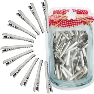 Hair Clips for Hair Bows, 150Pcs Alligator Metal Clip (4.5cm/1.77"), Gator Hairdresser Clips for Bow Making, Large Plain DIY Clips Supplies for Crafts