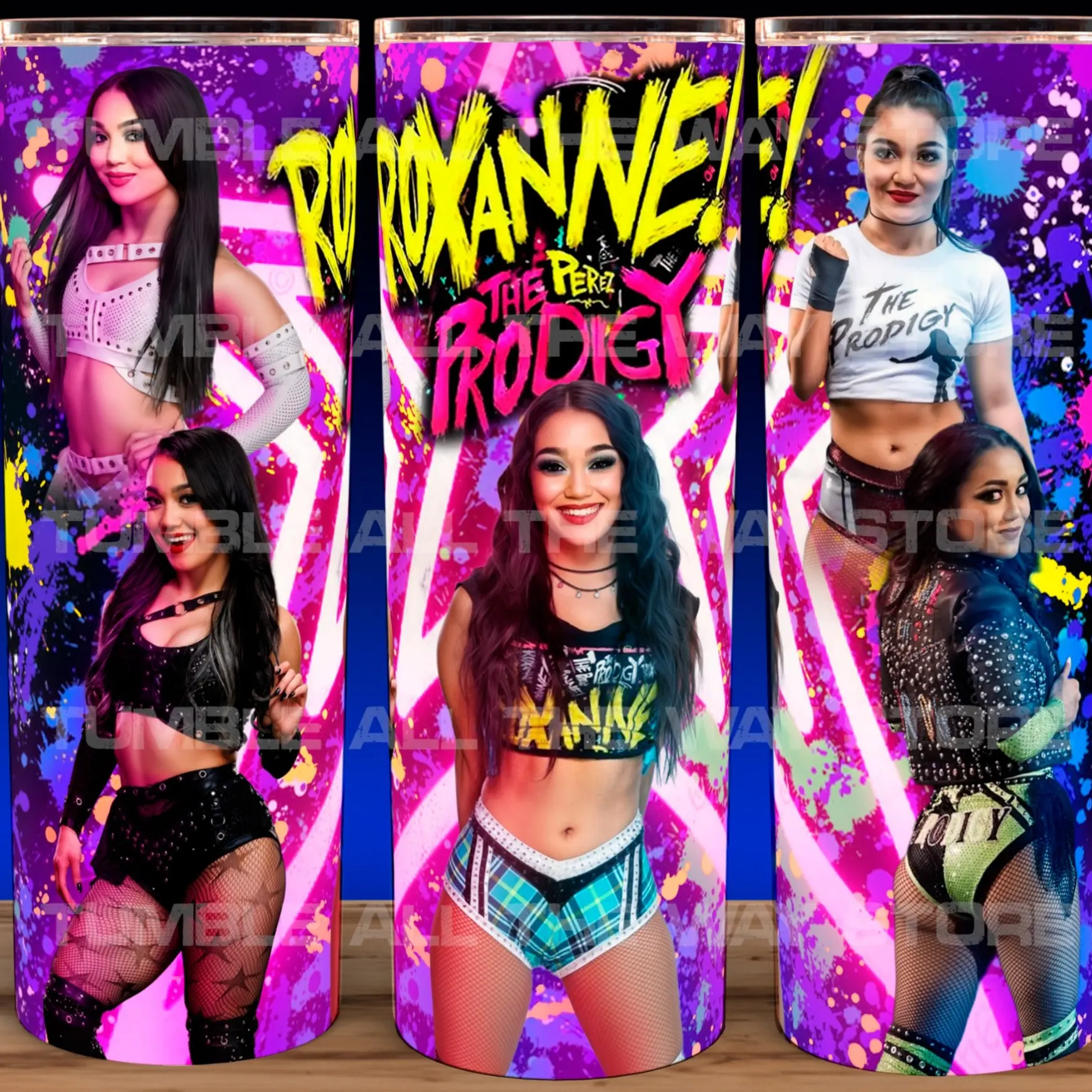 Roxanne Perez The Prodigy Wrestling Bad Girl Cup Mug Tumbler 20oz Stainless Steel Tumbler with Slide Closure Lid, Reusable Plastic Straw, Handmade Design - Drinkware