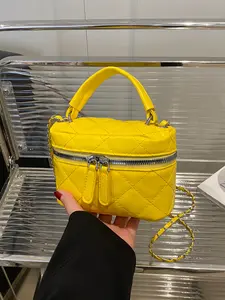 Women's Mini Fashion Simple Diamond Grid Dual Zipper Handbag, Shoulder Crossbody Bag, Crossbody Chain Bag, Makeup Bag, Suitable for Young Women, Daily Use, Shopping, Commuting, Travel, Fashionable Patterned Bag