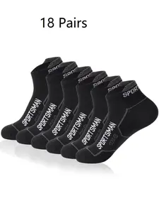 18 Pairs Men's Athletic Ankle Socks, 6 Pairs Each Color, Breathable Running Socks for Sports Workout