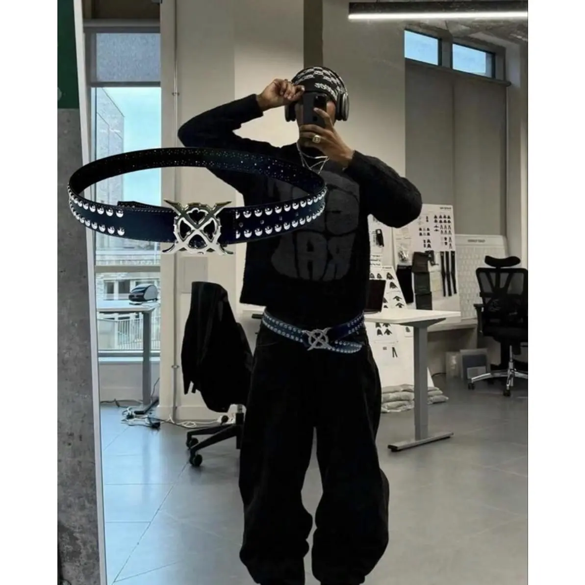 X-Logo Detachable Waist Belt, Punk Rock Streetwear Style