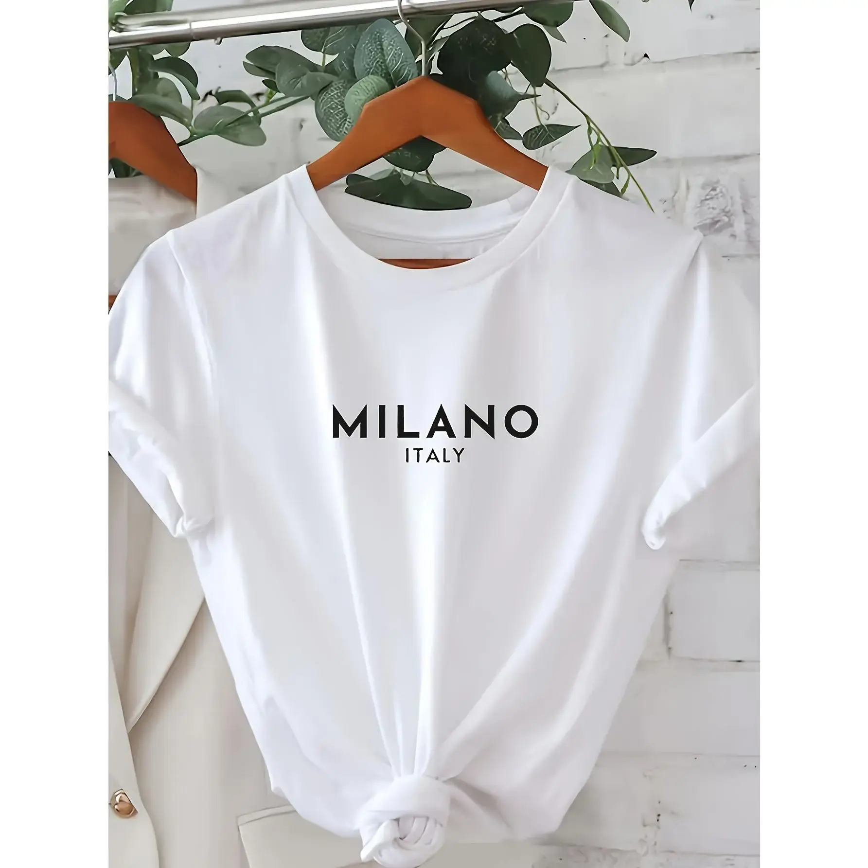 Men's Short-Sleeve Round-Neck Milano Letter Print T-Shirt - Spring & Summer Casual Clothes, Tshirt