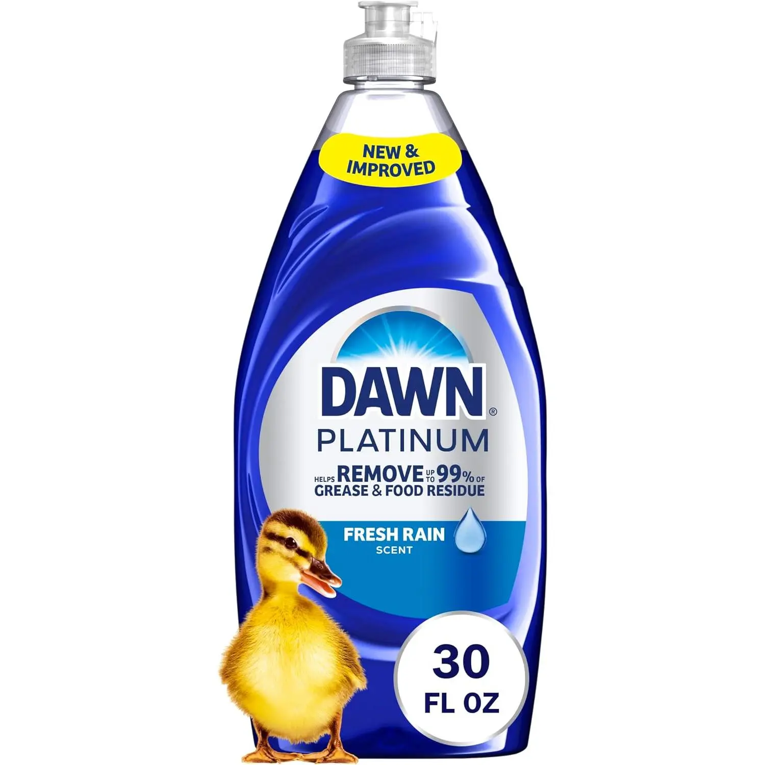Dawn Platinum Dish Soap Fresh Rain Scent Liquid Dishwashing Detergent, Powerful Dawn Dish Soap for Tough Grease Removal, 30 oz