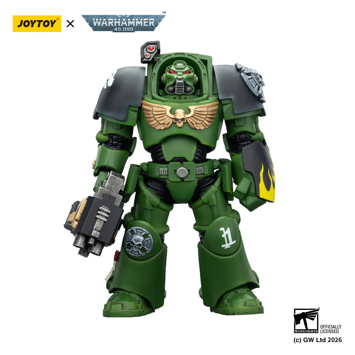 JOYTOY 1/18 Collectible Salamanders Terminator 2 Game Figurine (Model JT03226) with Power Fist, Storm Bolter, Ideal for Minifigure Decor, Small Action Figure Display