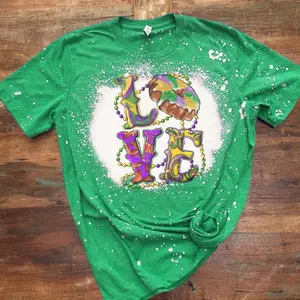 Love Kingcake Mardi Gras T-shirt Bleached Sublimation Comfy Unisex Fabric Cotton Jersey