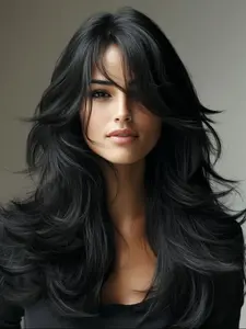 22 Inch Black Long Wigs for Women, Gorgeous Fluffy Wigs with Bangs, Synthetic Full Machine Wigs for Party, Daily Use, Stylist Friendly Wig