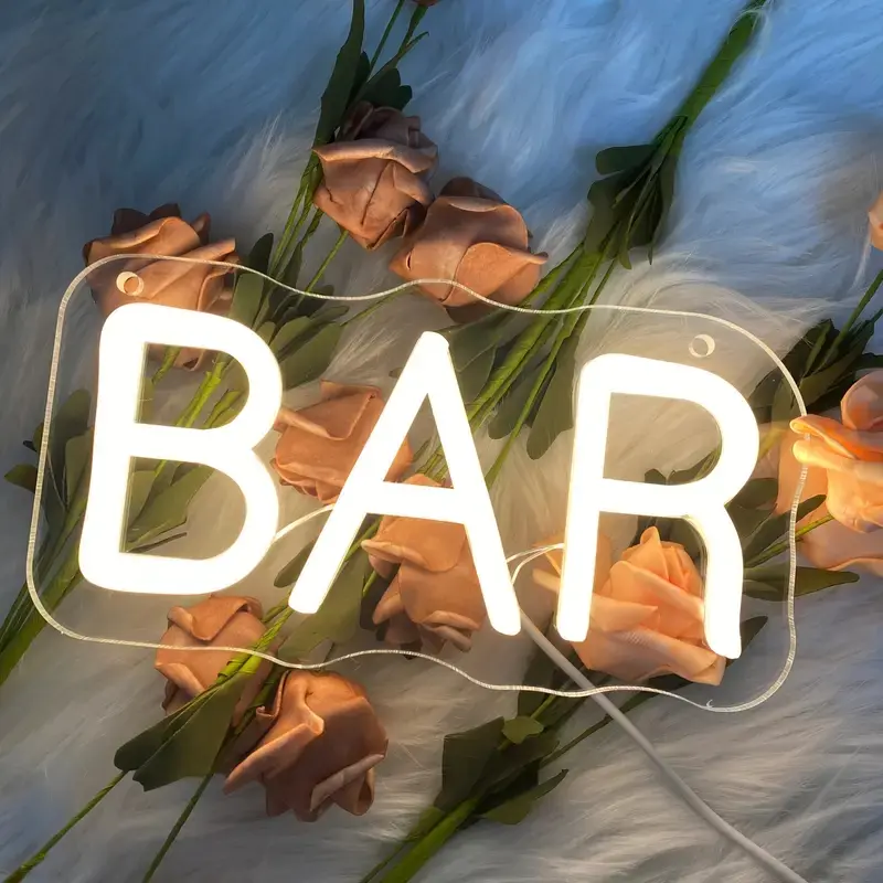 Neon Bar Letter Sign, USB Powered Bar Counter Decoration Neon Lights, Atmosphere Lighting, Indoor Decorative Light, Home Decor Atmosphere Lamp, No Power Plug Needed, Ideal for Bars & Kitchens