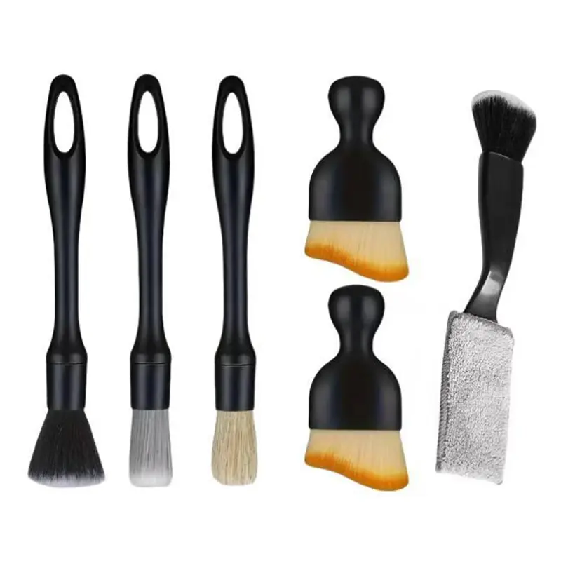 6-Piece Car Detailing Brush Set for Interior Cleaning - Premium Car Wash Brush for Professional Results, Dash Duster Brush for Auto, Truck, SUV, RV Interior Cleaning