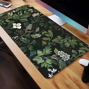 Fern Pattern Mouse Pad, Rectangle Gaming Mouse Pad, Office Desk Keyboard Mouse Mat, Non-Slip Rubber Base Stitched Edge Desk Pad for Home Office Game Room, Desk Accessories