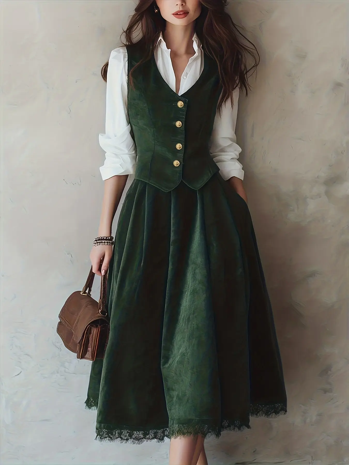 Women's Fashion Sleeveless Button Fitted Vest and Half Skirt Set, Autumn Winter, Elegant Stylish Chic Casual Basic Wear, Womenswear, Perfect for Daily Use