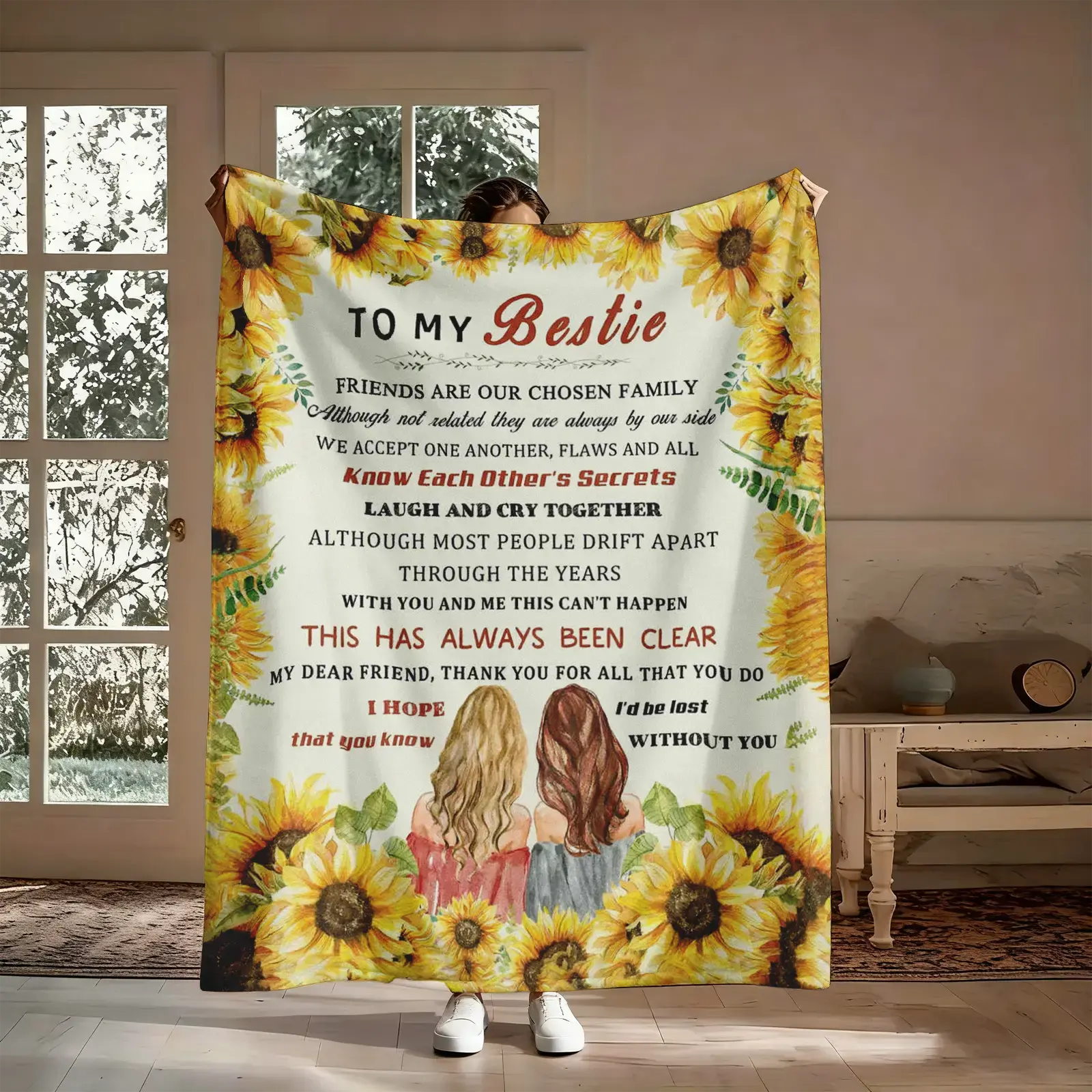 Personalized Sunflower Flannel Printed Blanket - 280g Super Soft Throw, Cozy Aesthetic Snug as a Bug in a Rug Cover, Sentimental Best Friend Gift for Couch/Bed/Shawl Home Decor (Soft Throws Blanket)