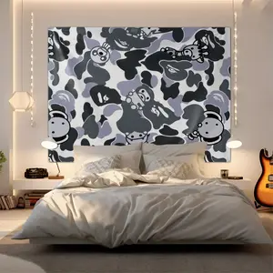Cartoon Camo Anime Wall Hanging Tapestry, Trendy Personalized Home Decor, Large Room Divider, Covers Clutter & Electric Breakers, Ideal Housewarming Christmas Birthday Gift