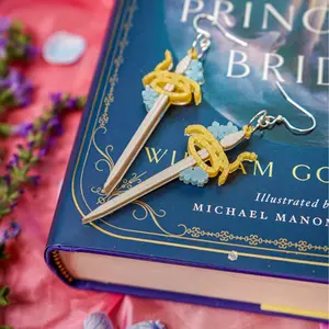 Inigo's Sword Earrings - Inigo Montoya- Princess Bride- Floral Design Acrylic Earrings for Women Hypoallergenic Hooks Lightweight Comfortable All-Day Wear