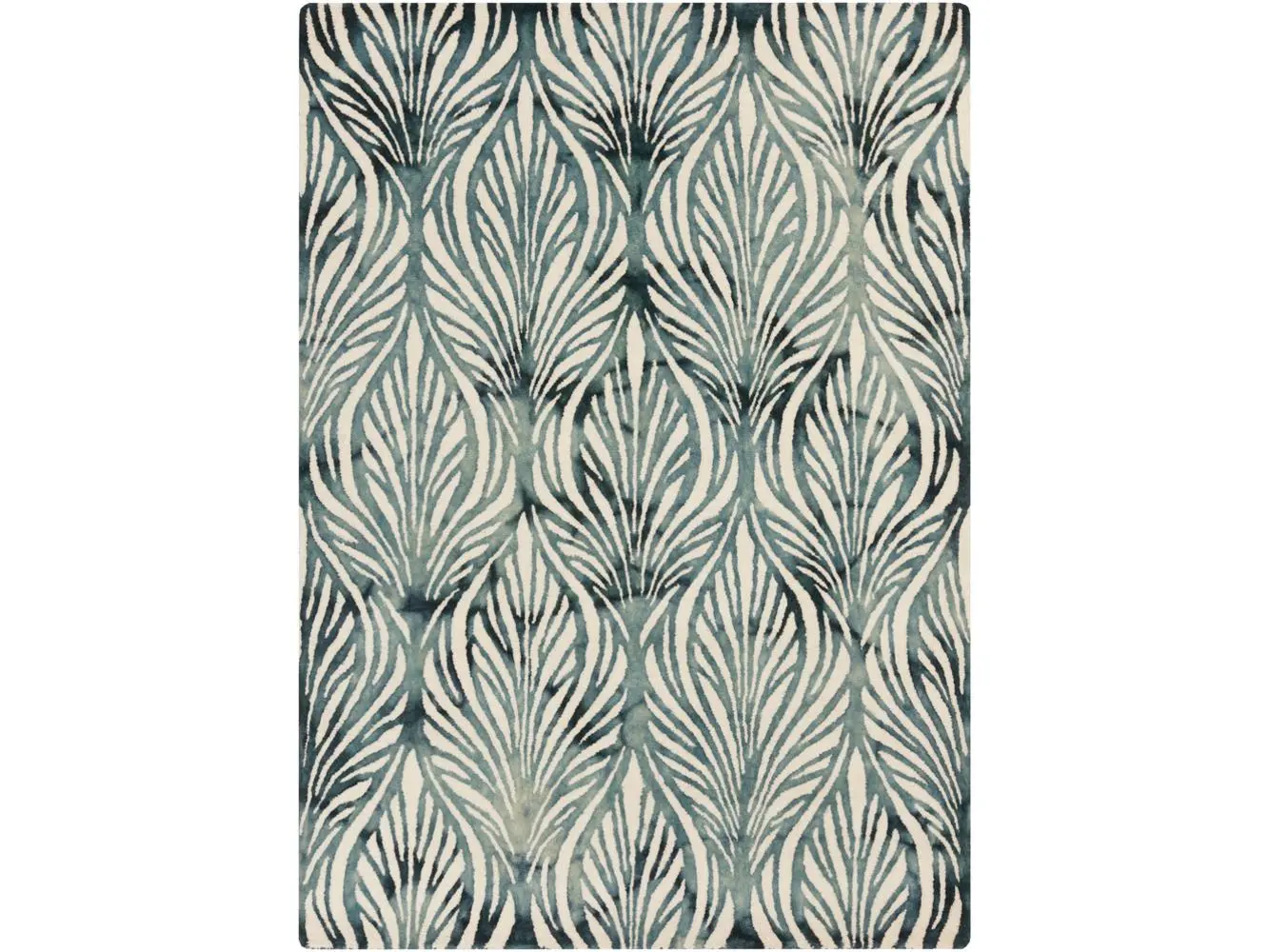Livabliss BDA3006-1616 Belladonna Hand Tufted 100% Wool Indoor Medium Pile Single Rug, 18 in., Teal-Aqua & Cream, for Home Interior