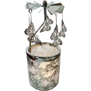 Carousel Rotary Candle Holder Spinning irthday Gifts for Women, Mom, Wife, Girlfriend, Sister, Her, Metal Windmill  Light for Female , ( Butterfly)