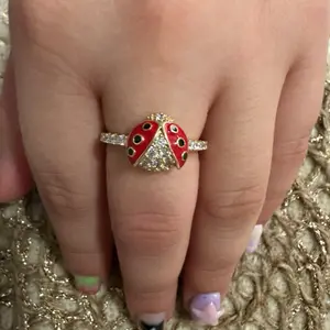 Gold Ladybug Ring with Red Accents | Lucky Charm Jewelry
