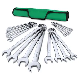 SK Combination Wrench Set, SAE 1/4" to 1-1/4", 18-Piece, SuperKrome Finish, Premium CR-V Construction, with Rolling Pouch