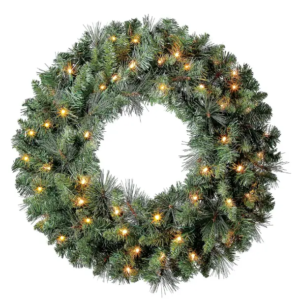 24” Pre-Lit Scottsdale Pine Artificial Christmas Wreath with Clear LED Lights