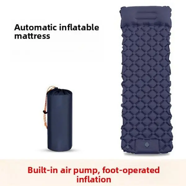 Thickened automatic inflatable mattress for outdoor camping, tent sleeping pad, foot-operated portable air mattress for single or double persons walking pad camping