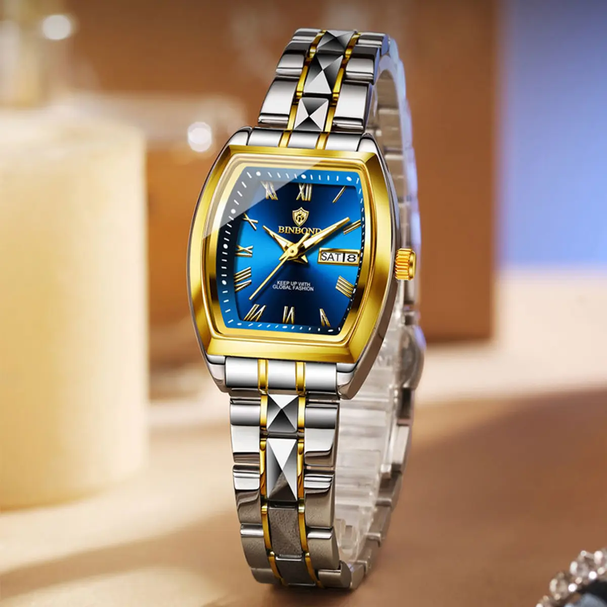 BINBOND Square Womens Watch Fashion Luxury Elegant Dress 